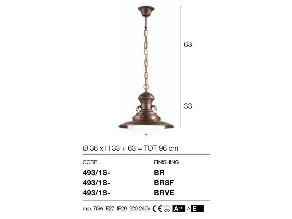 TEO Lustre d30 cuisine Laiton antique, Pays